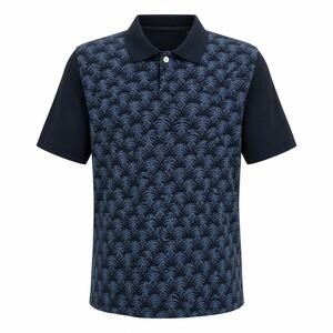 NWT Original Penguin Men's XL Polo Shirt Blue Palm Print Geometric Golf Casual